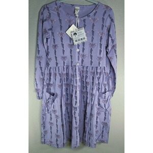 Kate Quinn Long Sleeve Button Front Pocket Dress Butterfly Vine Bamboo 8Y NWT